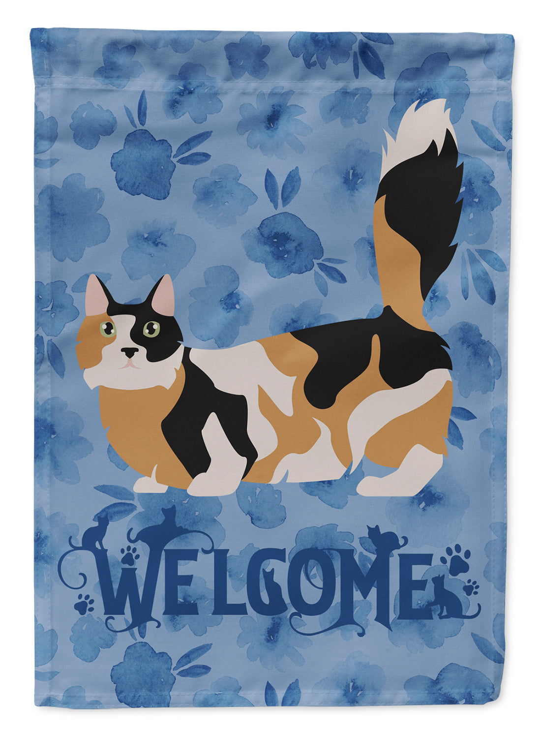 Munchkin #3 Cat Welcome House Flag 28x40 Porch Sleeve Pole Decorative Outside Yard Banner Artwork Wall Hanging, Polyester