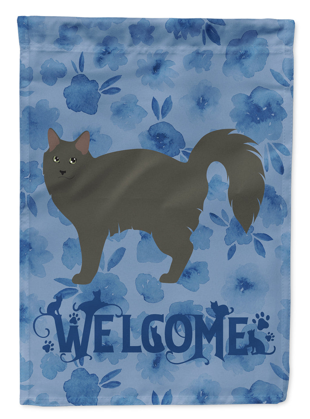 Nebelung #3 Cat Welcome House Flag 28x40 Porch Sleeve Pole Decorative Outside Yard Banner Artwork Wall Hanging, Polyester