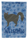 Nebelung #3 Cat Welcome House Flag 28x40 Porch Sleeve Pole Decorative Outside Yard Banner Artwork Wall Hanging, Polyester