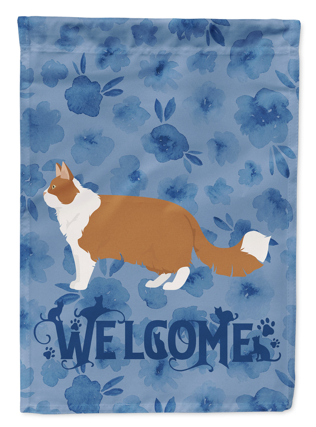 Norwegian Forest #2 Cat Welcome House Flag 28x40 Porch Sleeve Pole Decorative Outside Yard Banner Artwork Wall Hanging, Polyester