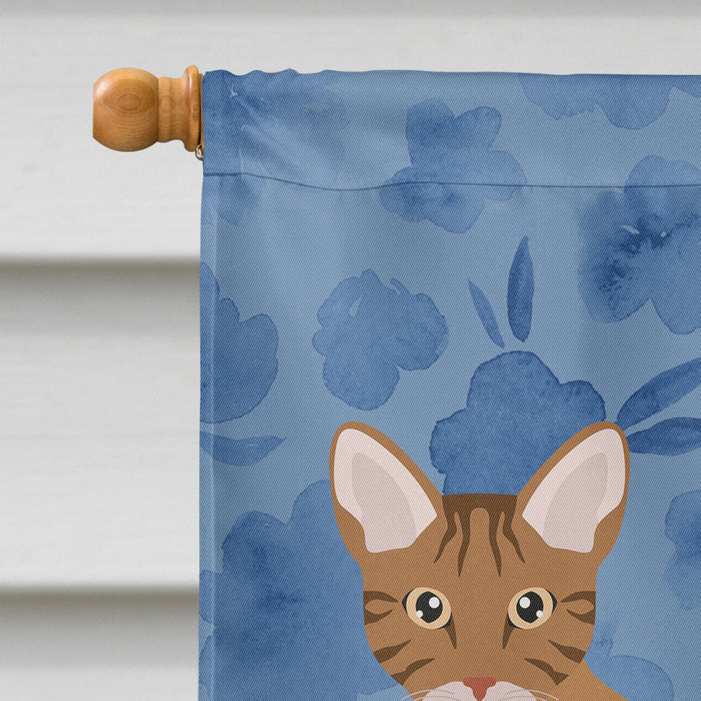 Ocicat Cat Welcome House Flag 28x40 Porch Sleeve Pole Decorative Outside Yard Banner Artwork Wall Hanging, Polyester