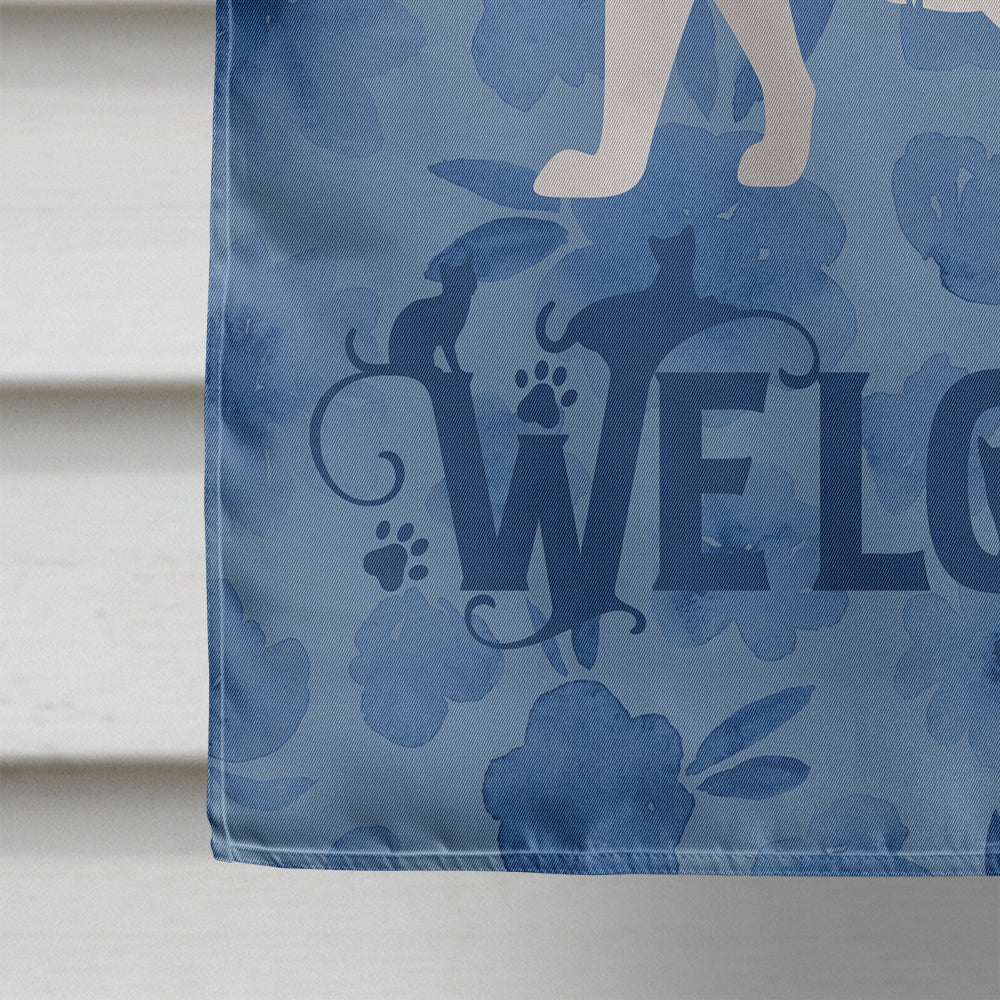 Oriental Longhair Cat Welcome House Flag 28x40 Porch Sleeve Pole Decorative Outside Yard Banner Artwork Wall Hanging, Polyester