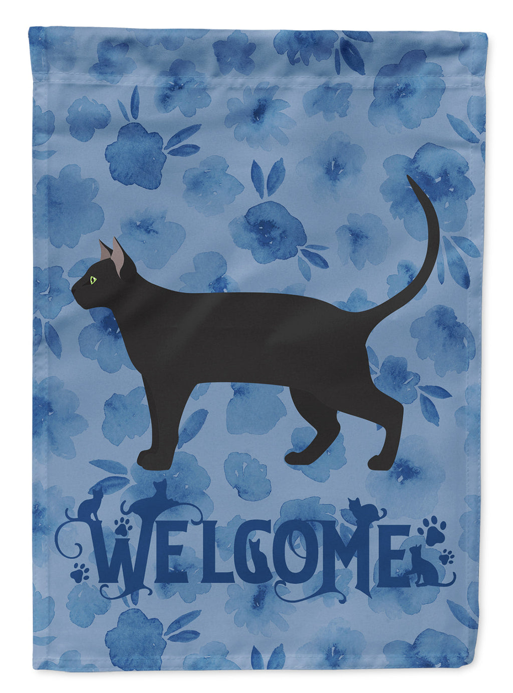 Pantherette Cat Welcome House Flag 28x40 Porch Sleeve Pole Decorative Outside Yard Banner Artwork Wall Hanging, Polyester