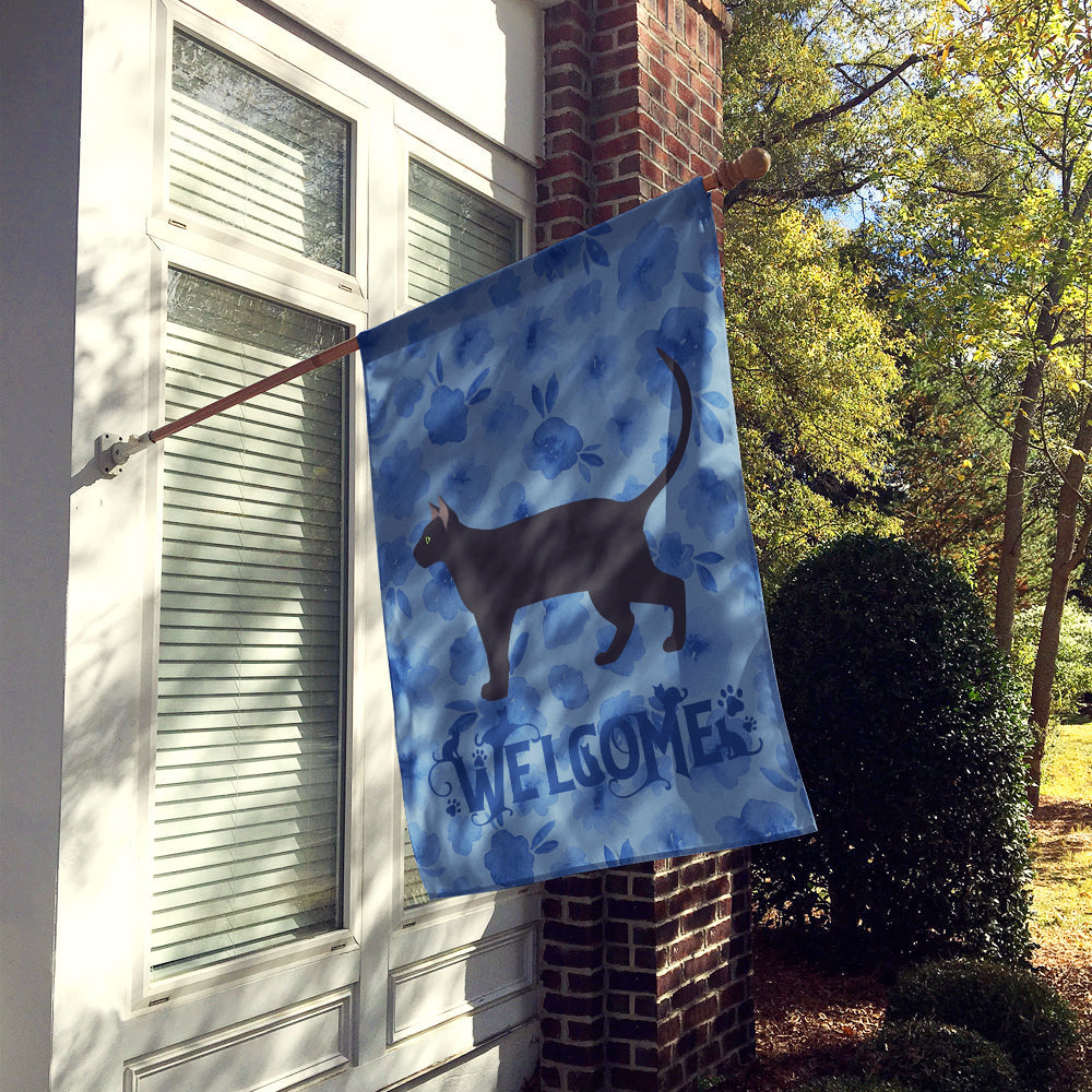 Pantherette Cat Welcome House Flag 28x40 Porch Sleeve Pole Decorative Outside Yard Banner Artwork Wall Hanging, Polyester