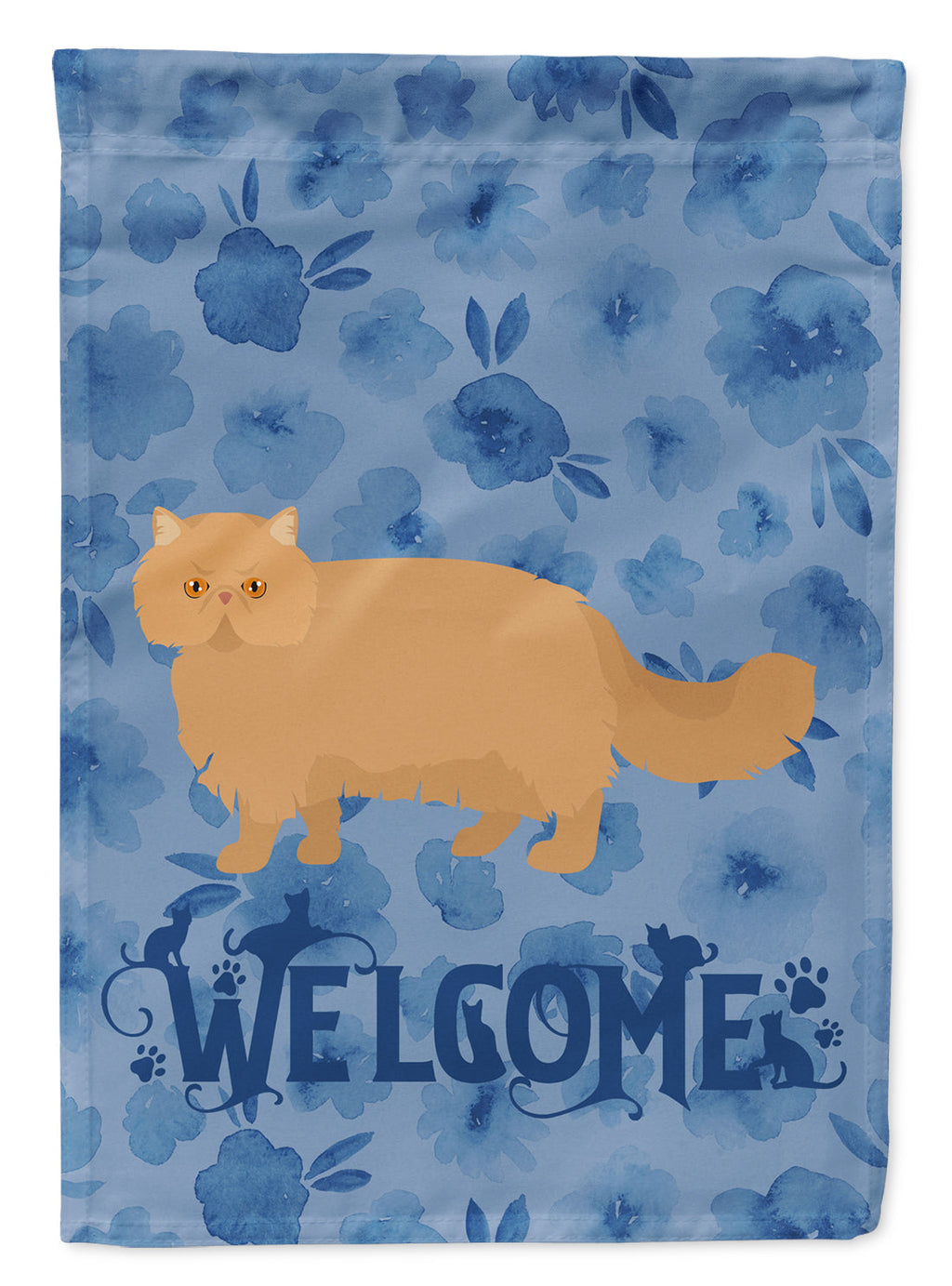 Persian Modern Cat Welcome House Flag 28x40 Porch Sleeve Pole Decorative Outside Yard Banner Artwork Wall Hanging, Polyester