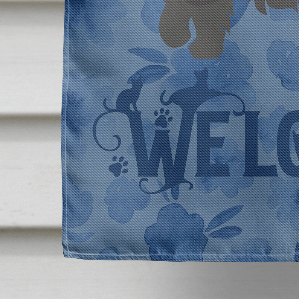 Black Persian Traditional Cat Welcome House Flag 28x40 Porch Sleeve Pole Decorative Outside Yard Banner Artwork Wall Hanging, Polyester