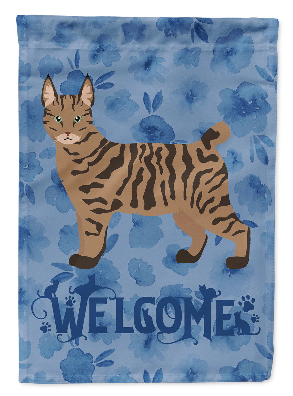 Pixie Bob #1 Cat Welcome House Flag 28x40 Porch Sleeve Pole Decorative Outside Yard Banner Artwork Wall Hanging, Polyester