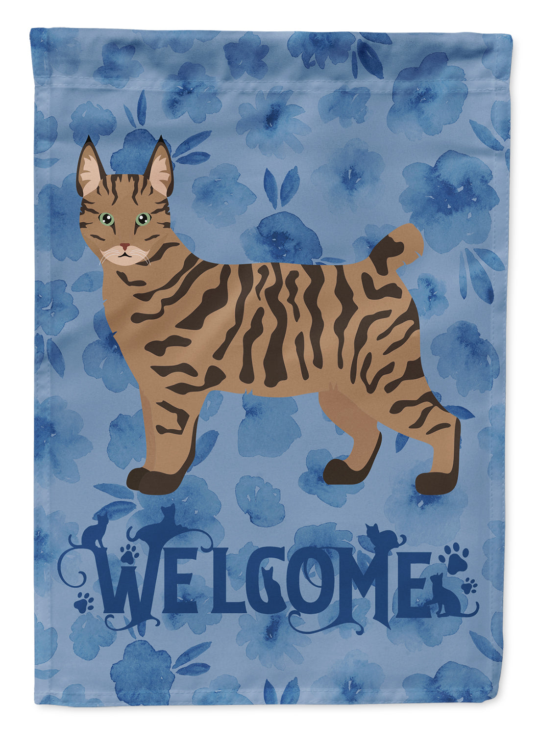 Pixie Bob #1 Cat Welcome House Flag 28x40 Porch Sleeve Pole Decorative Outside Yard Banner Artwork Wall Hanging, Polyester