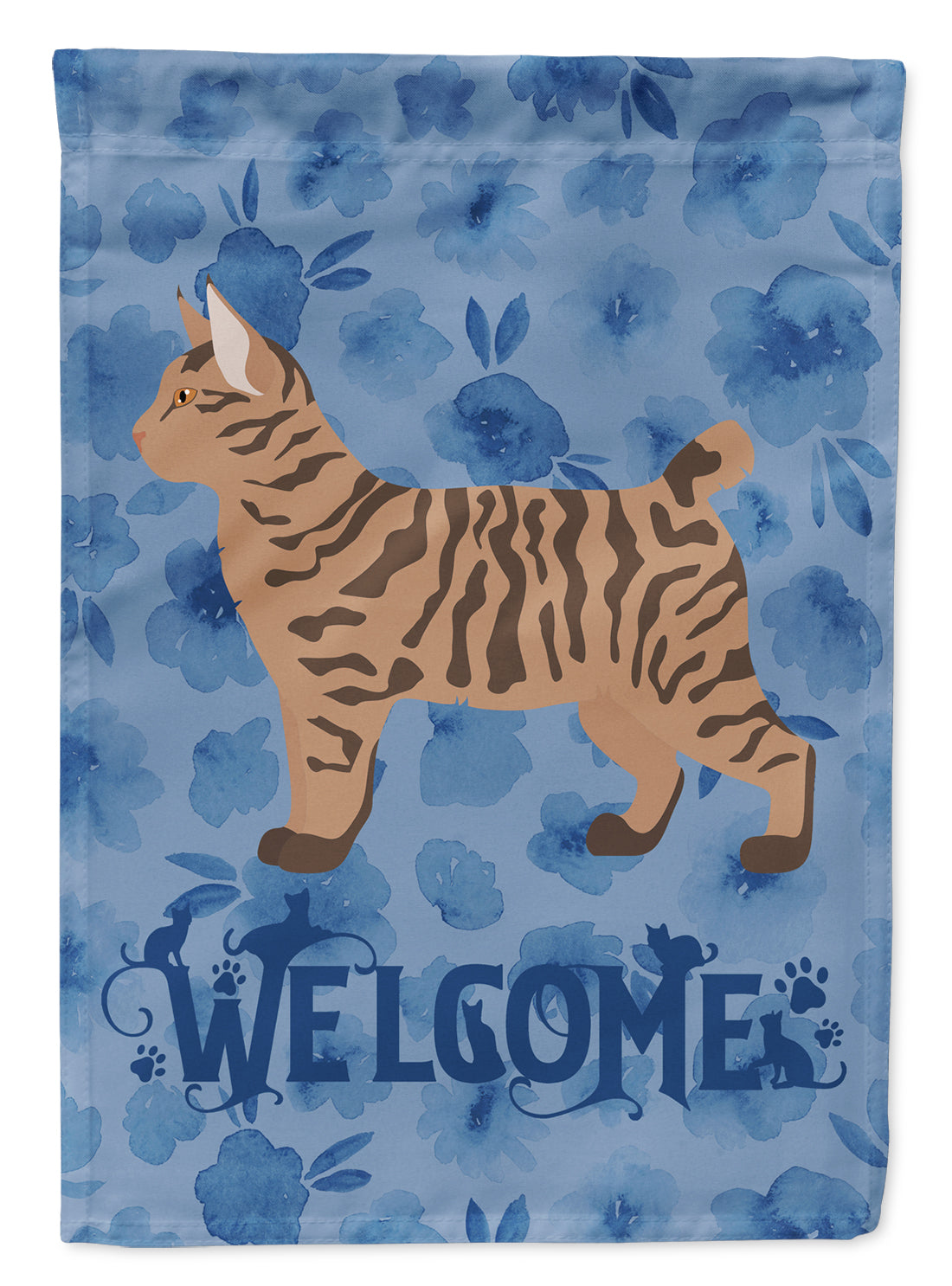 Pixie Bob #2 Cat Welcome House Flag 28x40 Porch Sleeve Pole Decorative Outside Yard Banner Artwork Wall Hanging, Polyester