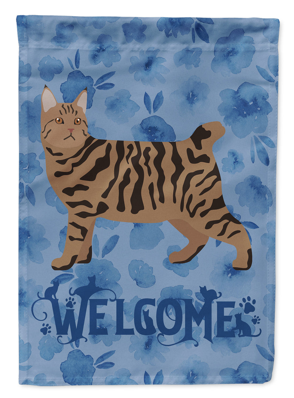 Pixie Bob #3 Cat Welcome House Flag 28x40 Porch Sleeve Pole Decorative Outside Yard Banner Artwork Wall Hanging, Polyester