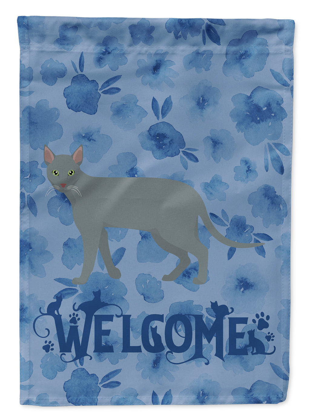 Raas Cat Welcome House Flag 28x40 Porch Sleeve Pole Decorative Outside Yard Banner Artwork Wall Hanging, Polyester