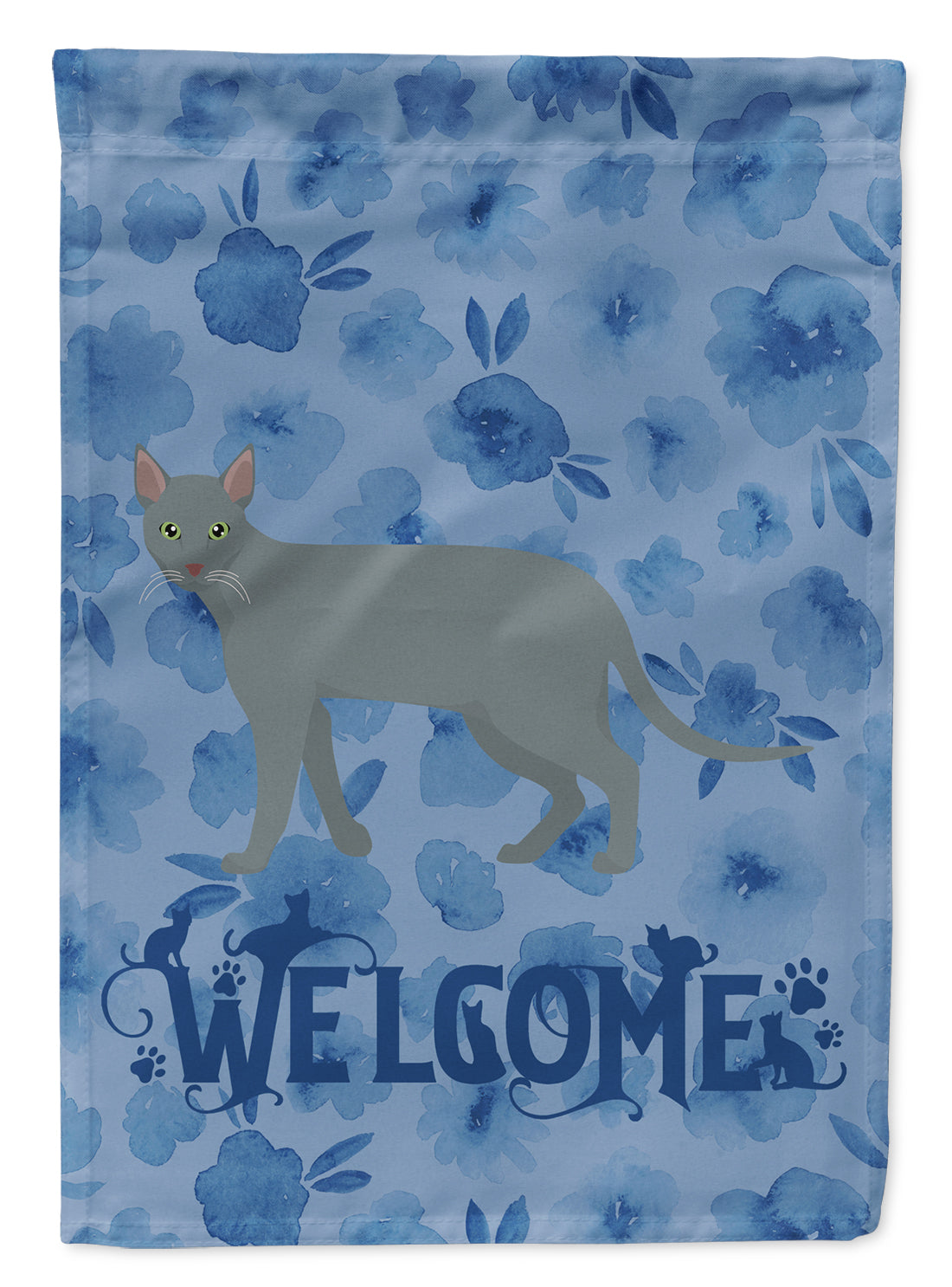 Raas Cat Welcome House Flag 28x40 Porch Sleeve Pole Decorative Outside Yard Banner Artwork Wall Hanging, Polyester