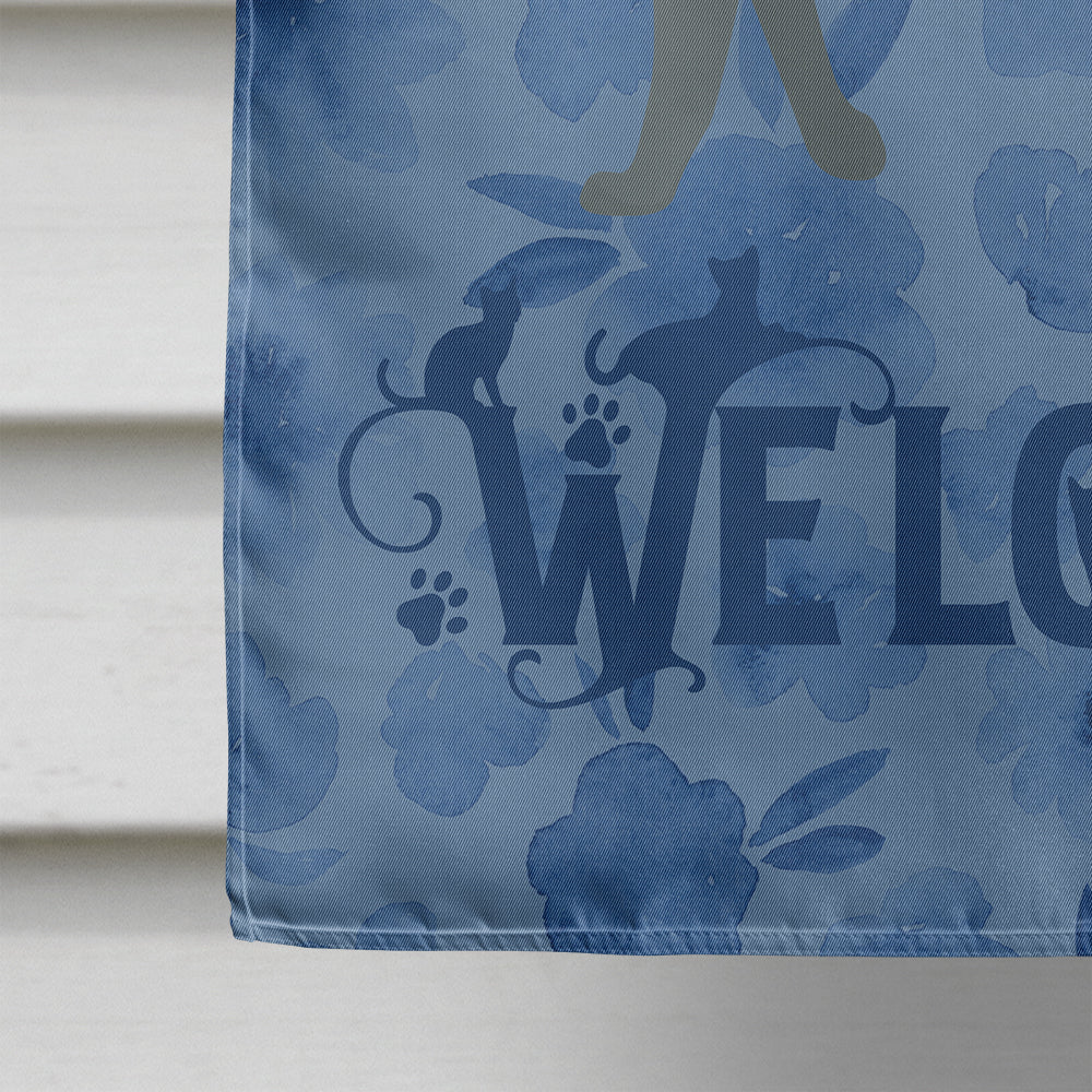 Raas Cat Welcome House Flag 28x40 Porch Sleeve Pole Decorative Outside Yard Banner Artwork Wall Hanging, Polyester
