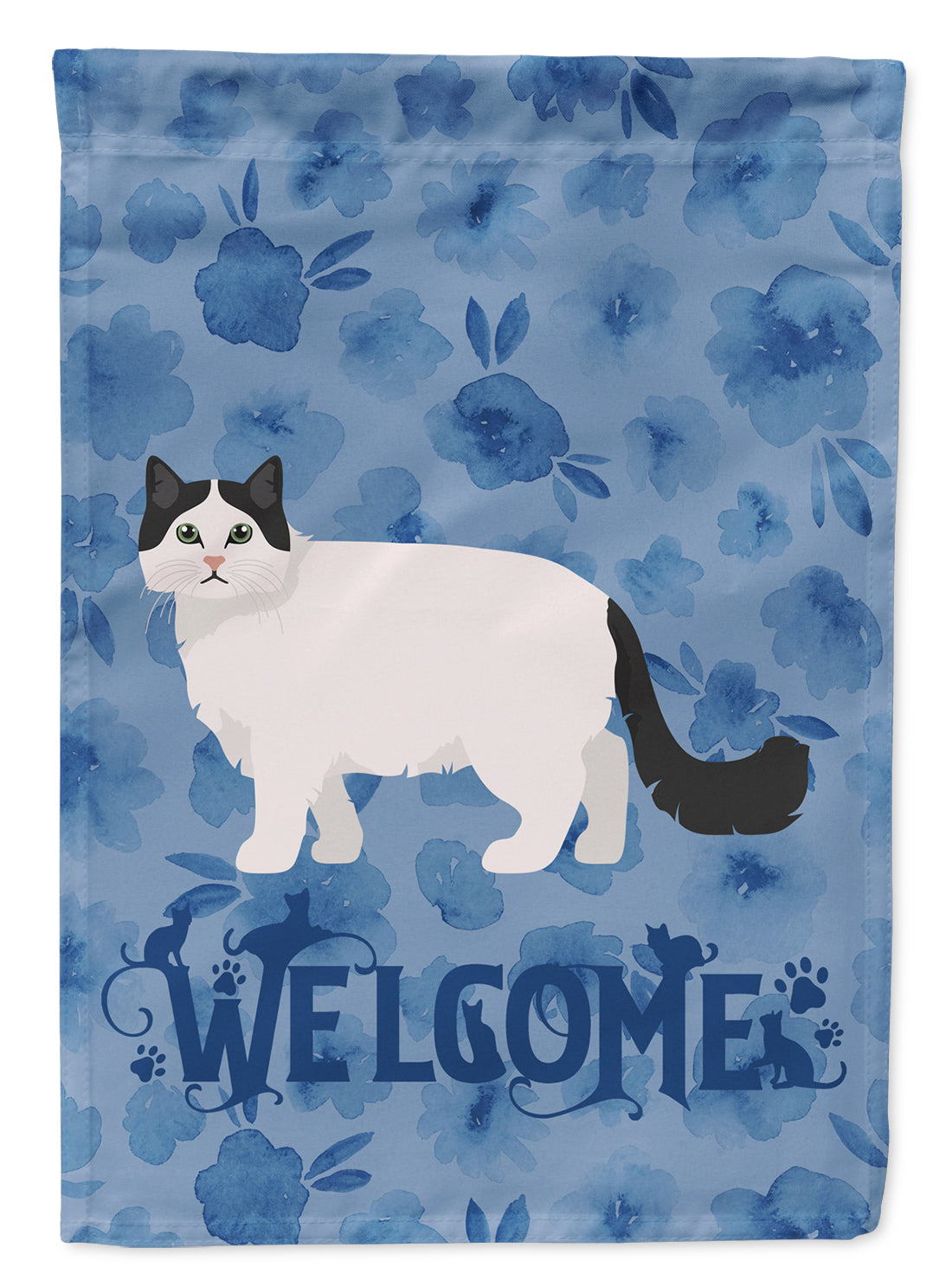 Ragamuffin #1 Cat Welcome House Flag 28x40 Porch Sleeve Pole Decorative Outside Yard Banner Artwork Wall Hanging, Polyester