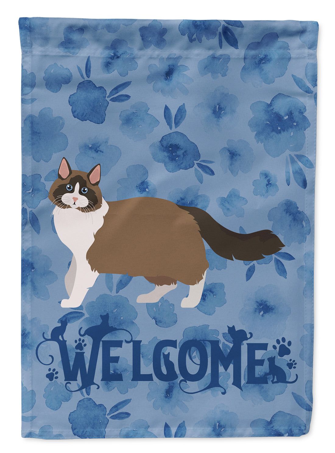 Ragdoll #1 Cat Welcome House Flag 28x40 Porch Sleeve Pole Decorative Outside Yard Banner Artwork Wall Hanging, Polyester