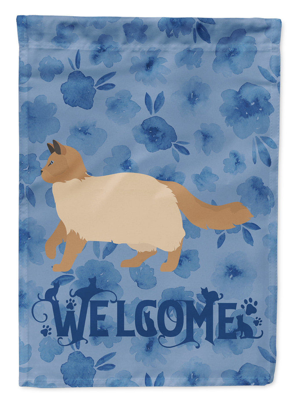 Ragdoll #2 Cat Welcome House Flag 28x40 Porch Sleeve Pole Decorative Outside Yard Banner Artwork Wall Hanging, Polyester