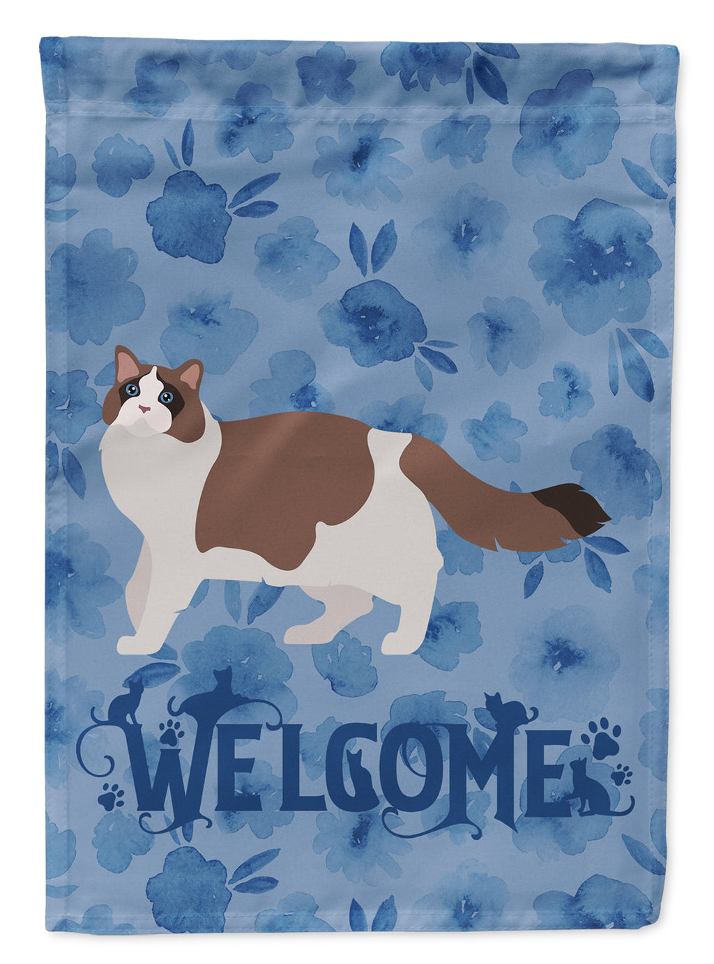 Ragdoll #3 Cat Welcome House Flag 28x40 Porch Sleeve Pole Decorative Outside Yard Banner Artwork Wall Hanging, Polyester