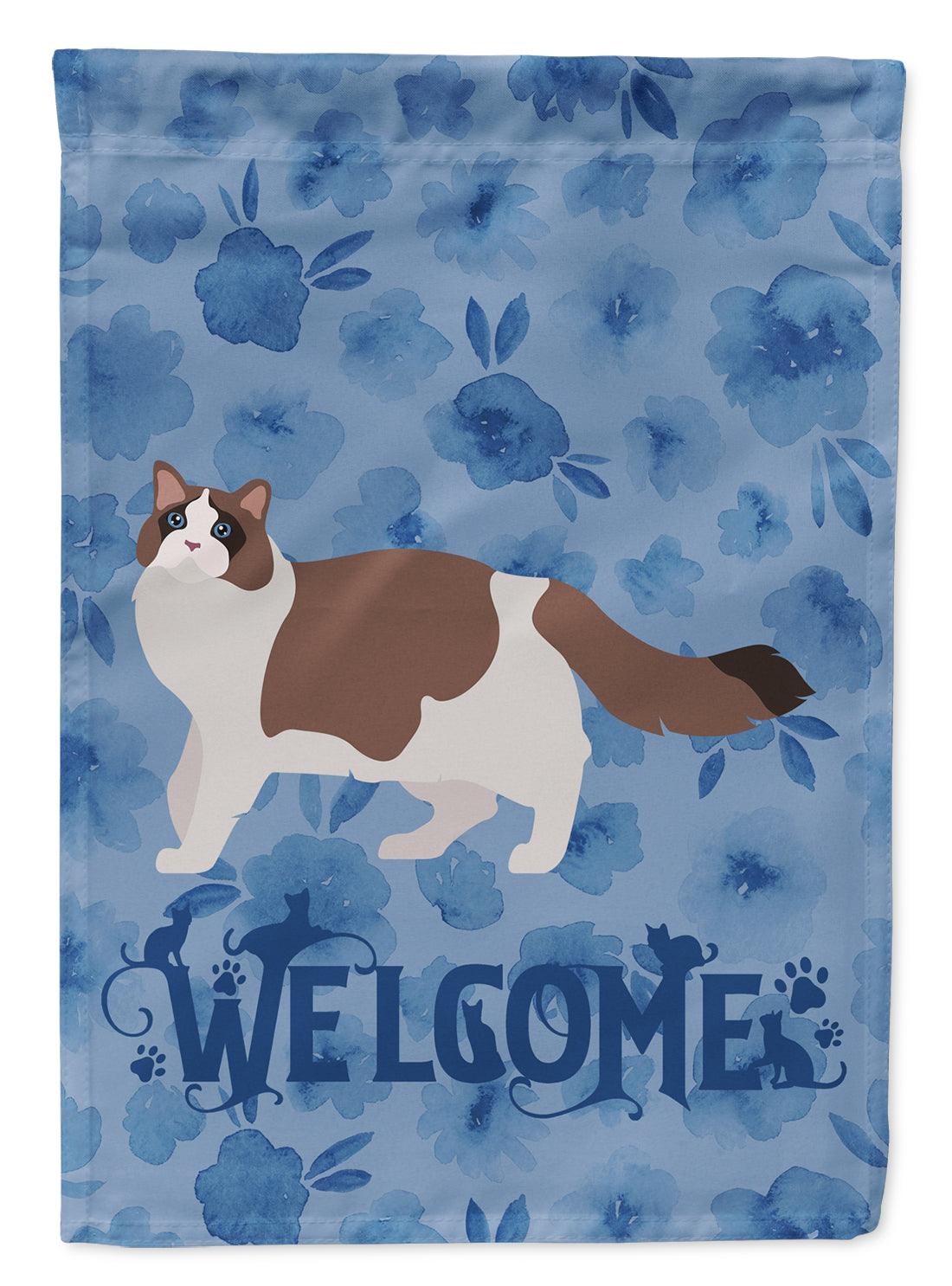 Ragdoll #3 Cat Welcome House Flag 28x40 Porch Sleeve Pole Decorative Outside Yard Banner Artwork Wall Hanging, Polyester