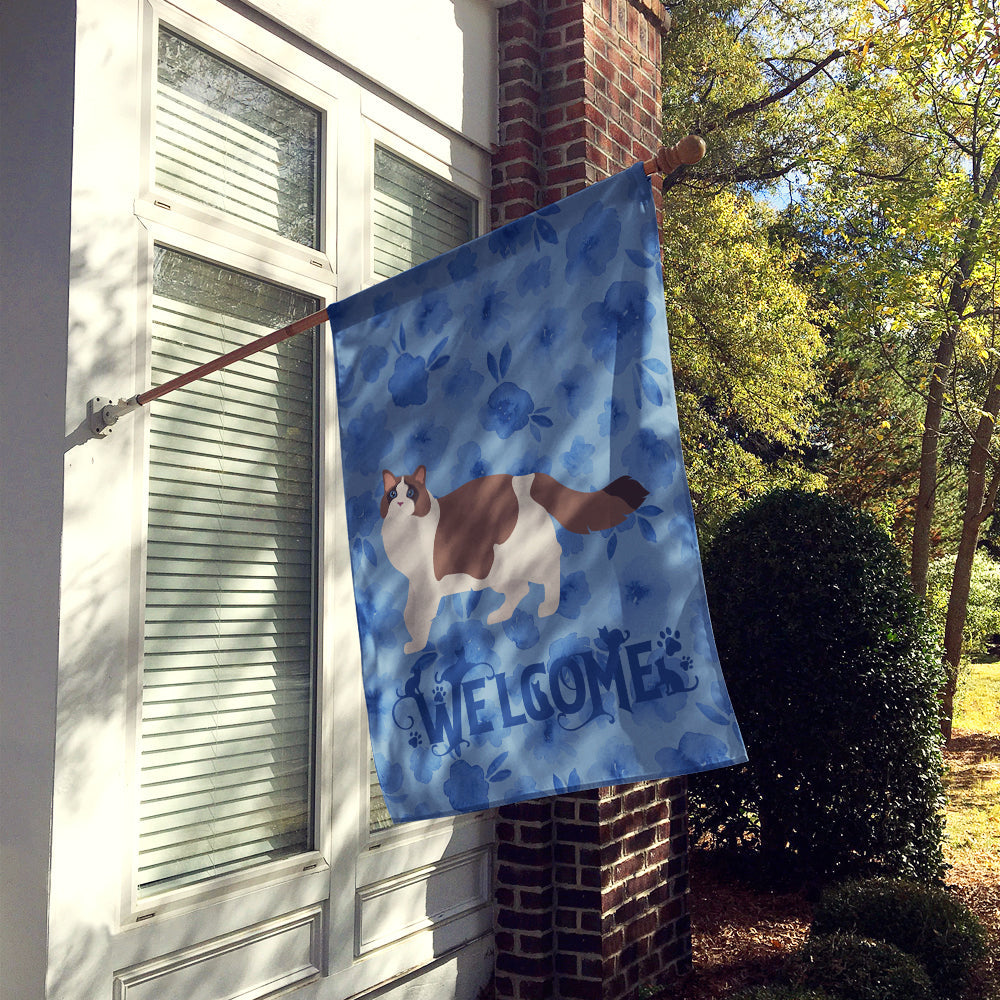 Ragdoll #3 Cat Welcome House Flag 28x40 Porch Sleeve Pole Decorative Outside Yard Banner Artwork Wall Hanging, Polyester