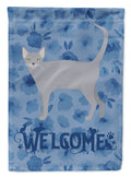 Russian Blue #1 Cat Welcome House Flag 28x40 Porch Sleeve Pole Decorative Outside Yard Banner Artwork Wall Hanging, Polyester