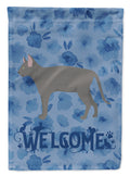 Russian Blue #2 Cat Welcome House Flag 28x40 Porch Sleeve Pole Decorative Outside Yard Banner Artwork Wall Hanging, Polyester