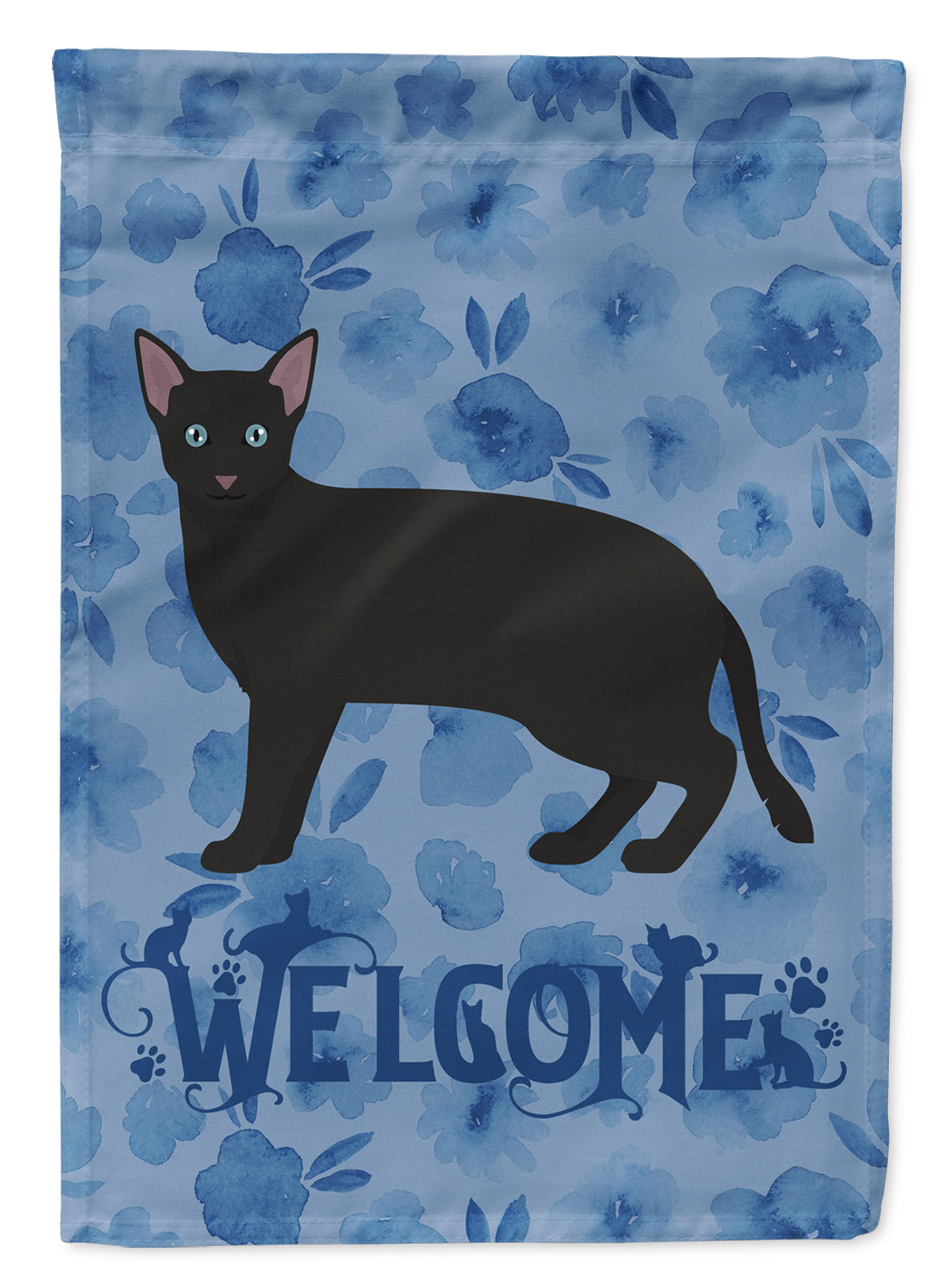 Russian White Black #1 Cat Welcome House Flag 28x40 Porch Sleeve Pole Decorative Outside Yard Banner Artwork Wall Hanging, Polyester