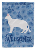 Russian White Black #2 Cat Welcome House Flag 28x40 Porch Sleeve Pole Decorative Outside Yard Banner Artwork Wall Hanging, Polyester