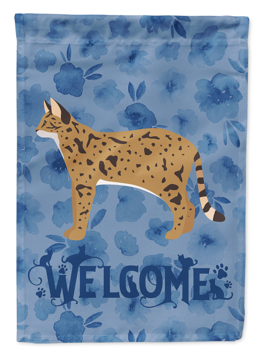 Savannah #2 Cat Welcome House Flag 28x40 Porch Sleeve Pole Decorative Outside Yard Banner Artwork Wall Hanging, Polyester