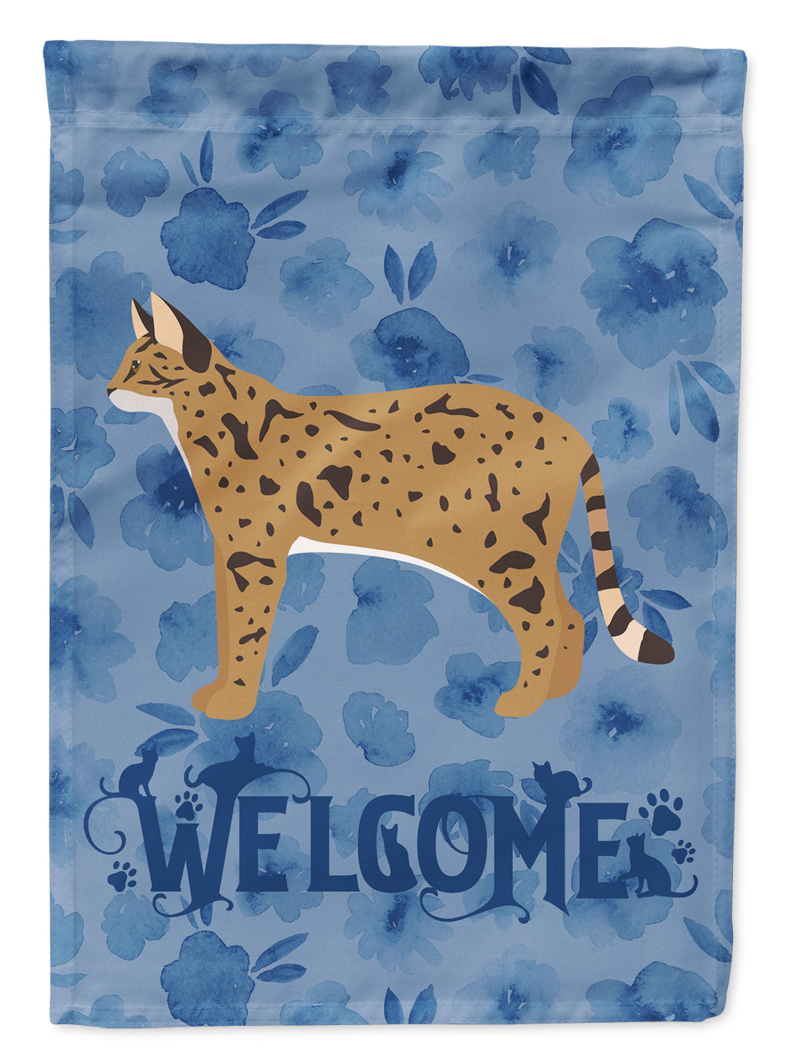 Savannah #2 Cat Welcome House Flag 28x40 Porch Sleeve Pole Decorative Outside Yard Banner Artwork Wall Hanging, Polyester
