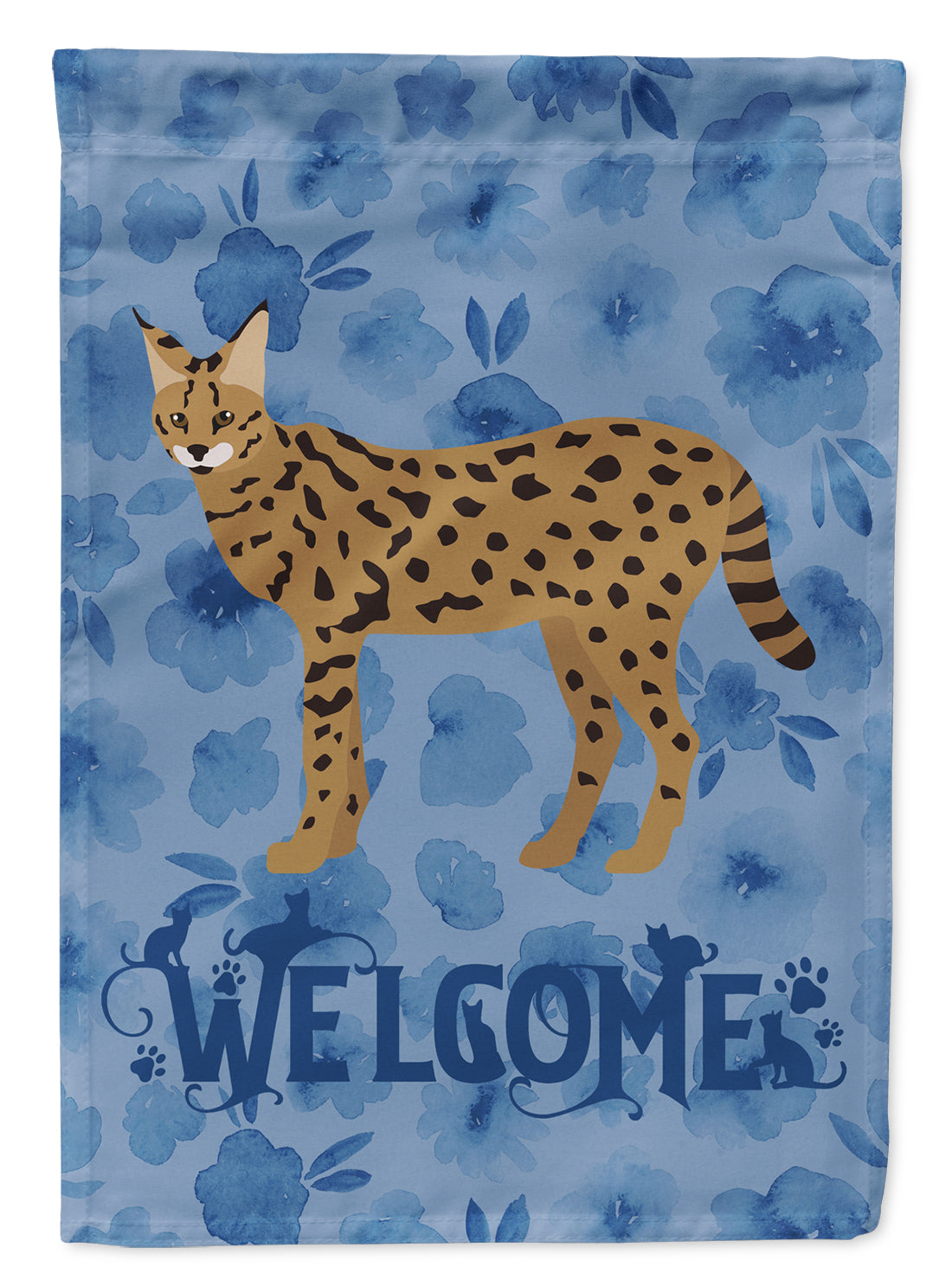 Savannah #3 Cat Welcome House Flag 28x40 Porch Sleeve Pole Decorative Outside Yard Banner Artwork Wall Hanging, Polyester