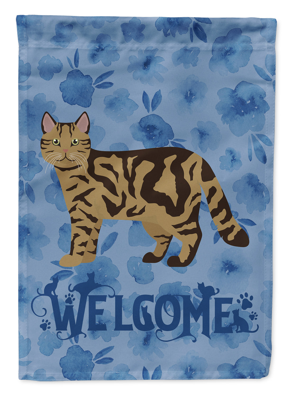 Scottish Straight #2 Cat Welcome House Flag 28x40 Porch Sleeve Pole Decorative Outside Yard Banner Artwork Wall Hanging, Polyester