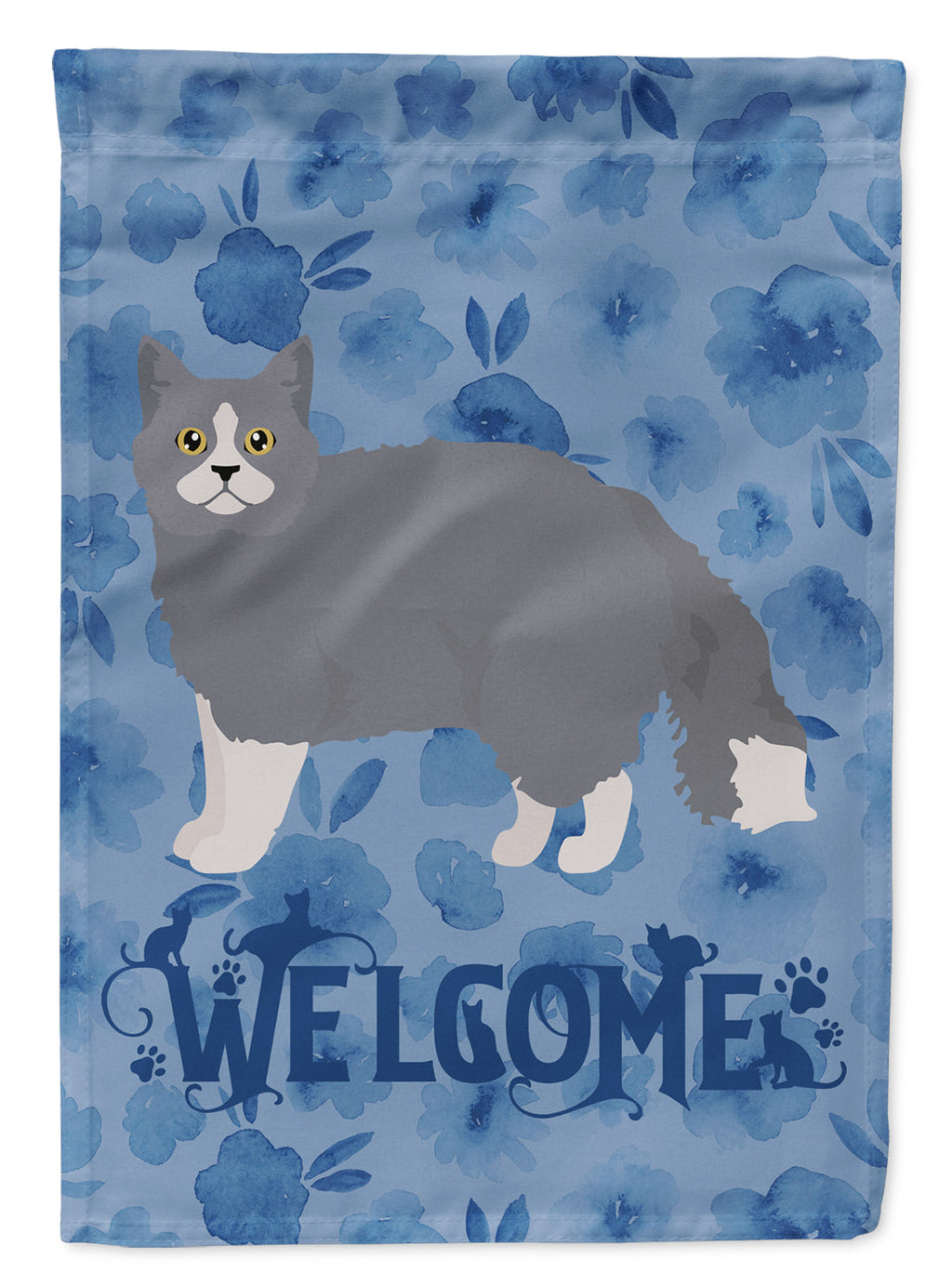 Selkirk Rex #1 Cat Welcome House Flag 28x40 Porch Sleeve Pole Decorative Outside Yard Banner Artwork Wall Hanging, Polyester