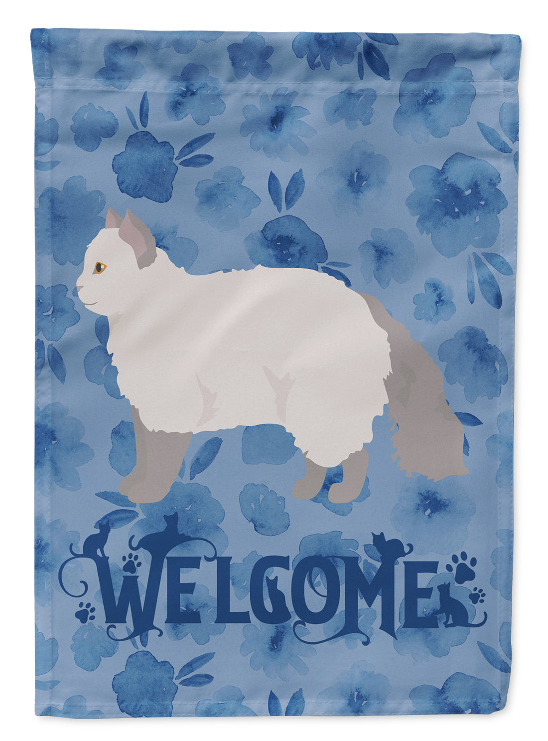 Selkirk Rex #2 Cat Welcome House Flag 28x40 Porch Sleeve Pole Decorative Outside Yard Banner Artwork Wall Hanging, Polyester