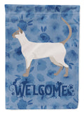 Siamese modern #1 Cat Welcome House Flag 28x40 Porch Sleeve Pole Decorative Outside Yard Banner Artwork Wall Hanging, Polyester