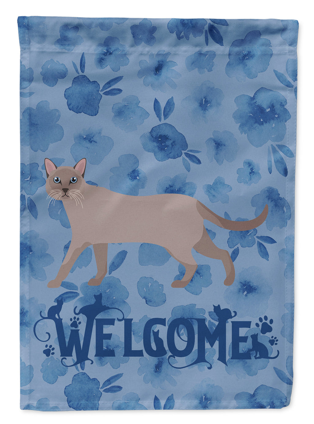 Siamese Traditional #1 Cat Welcome House Flag 28x40 Porch Sleeve Pole Decorative Outside Yard Banner Artwork Wall Hanging, Polyester