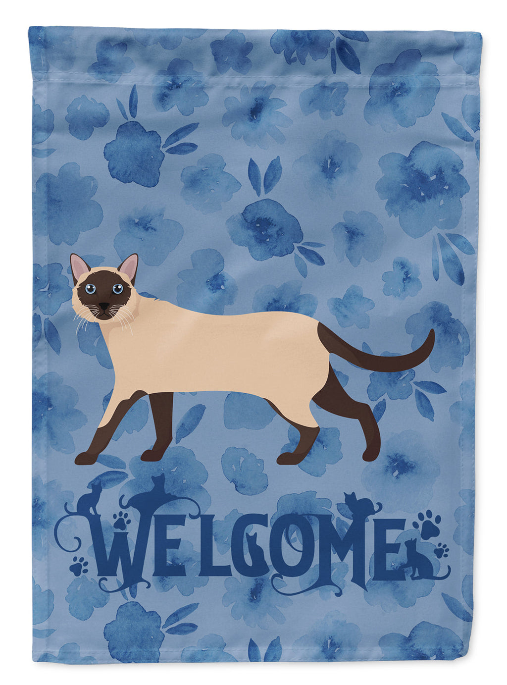 Siamese Traditional #2 Cat Welcome House Flag 28x40 Porch Sleeve Pole Decorative Outside Yard Banner Artwork Wall Hanging, Polyester