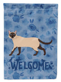 Siamese Traditional #2 Cat Welcome House Flag 28x40 Porch Sleeve Pole Decorative Outside Yard Banner Artwork Wall Hanging, Polyester
