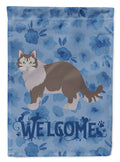 Siberian Forest #1 Cat Welcome House Flag 28x40 Porch Sleeve Pole Decorative Outside Yard Banner Artwork Wall Hanging, Polyester