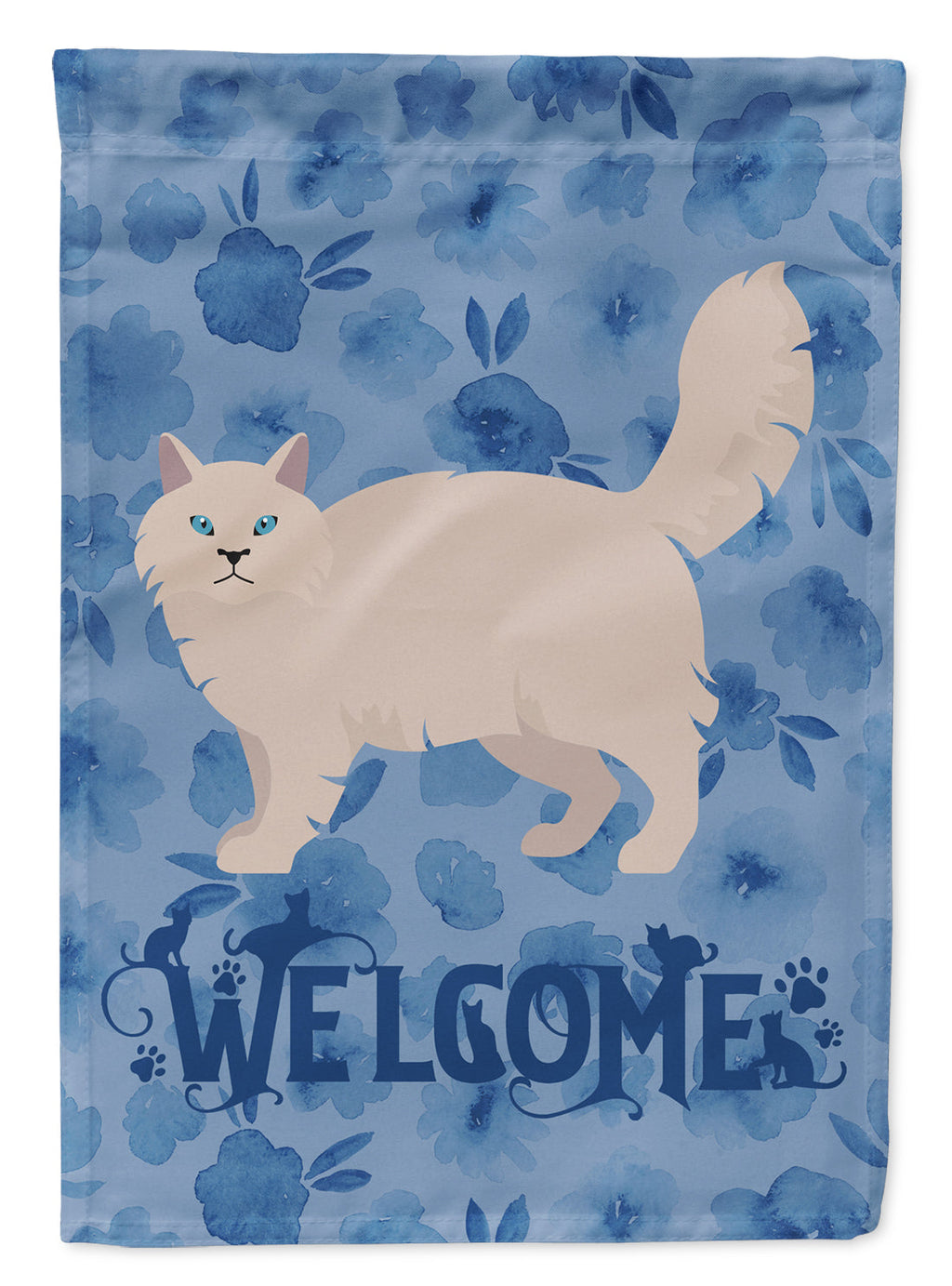 Siberian Forest #2 Cat Welcome House Flag 28x40 Porch Sleeve Pole Decorative Outside Yard Banner Artwork Wall Hanging, Polyester