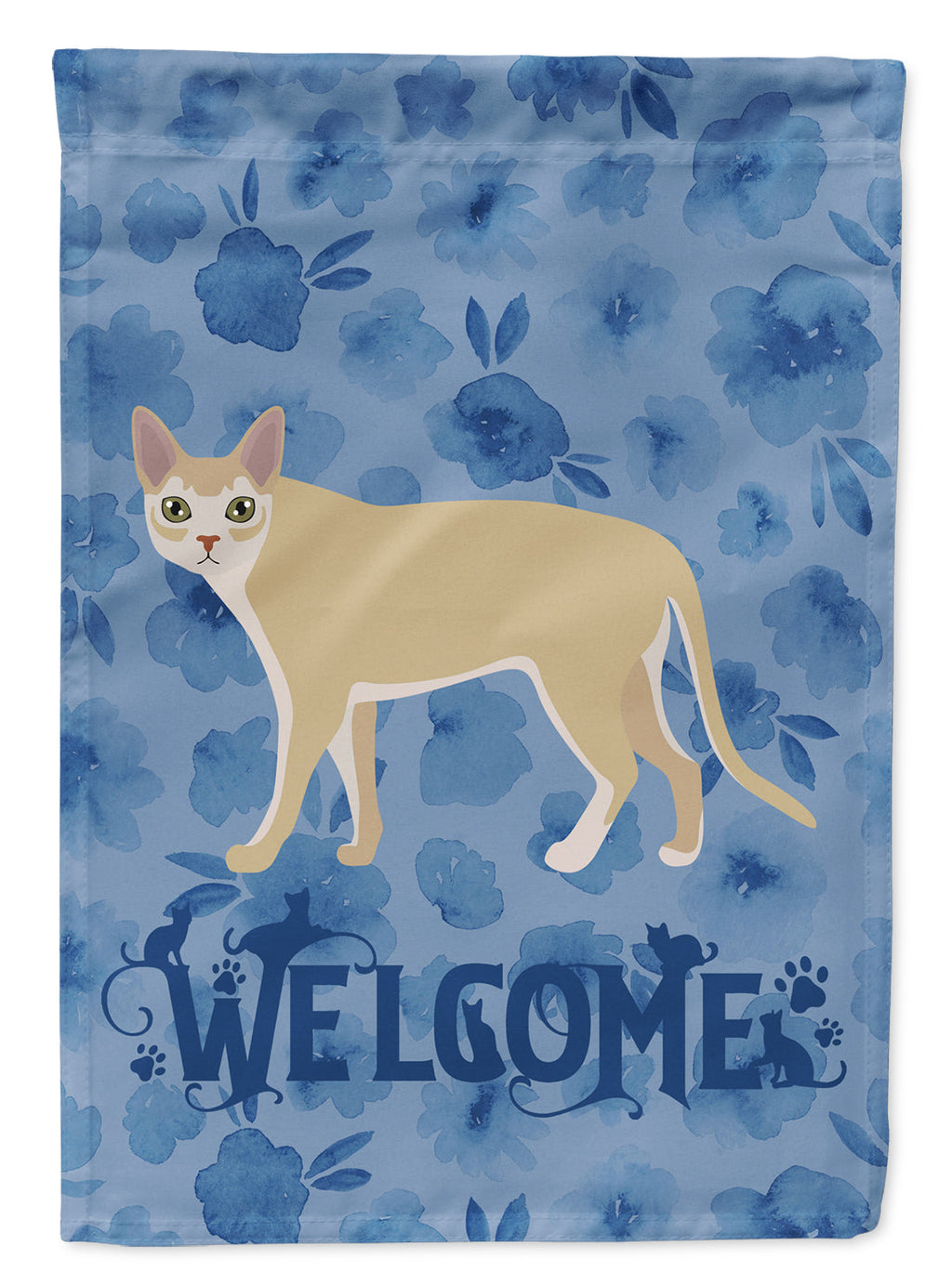 Singapura Cat Welcome House Flag 28x40 Porch Sleeve Pole Decorative Outside Yard Banner Artwork Wall Hanging, Polyester