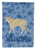 Singapura Cat Welcome House Flag 28x40 Porch Sleeve Pole Decorative Outside Yard Banner Artwork Wall Hanging, Polyester