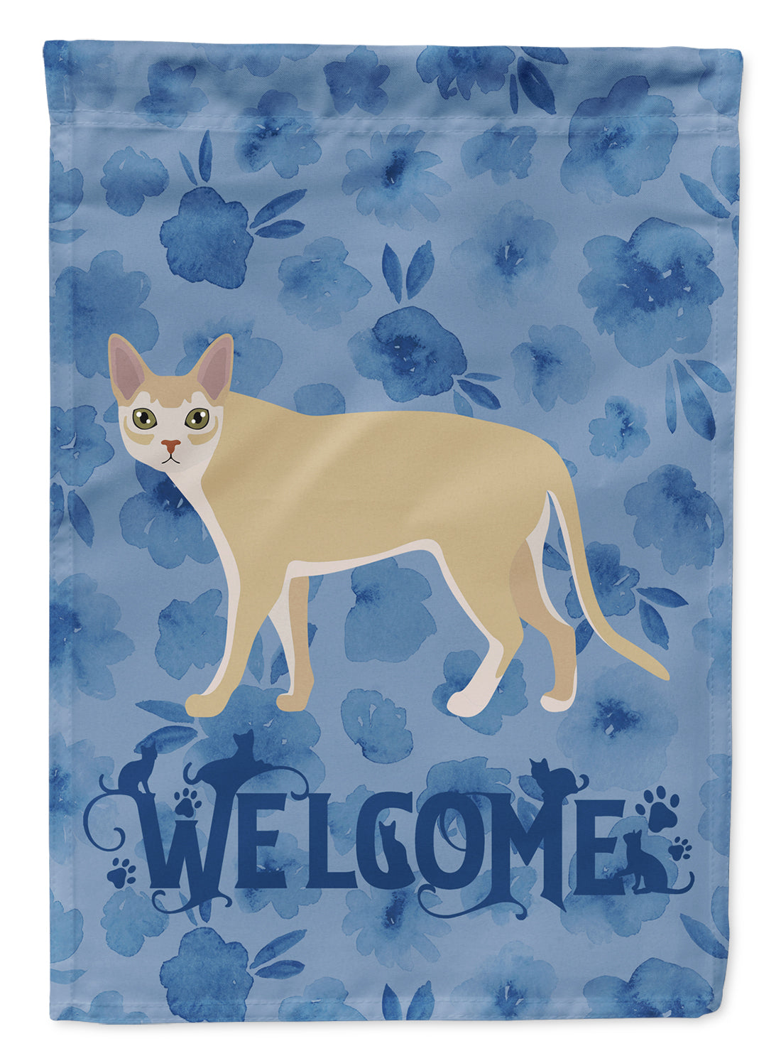 Singapura Cat Welcome House Flag 28x40 Porch Sleeve Pole Decorative Outside Yard Banner Artwork Wall Hanging, Polyester