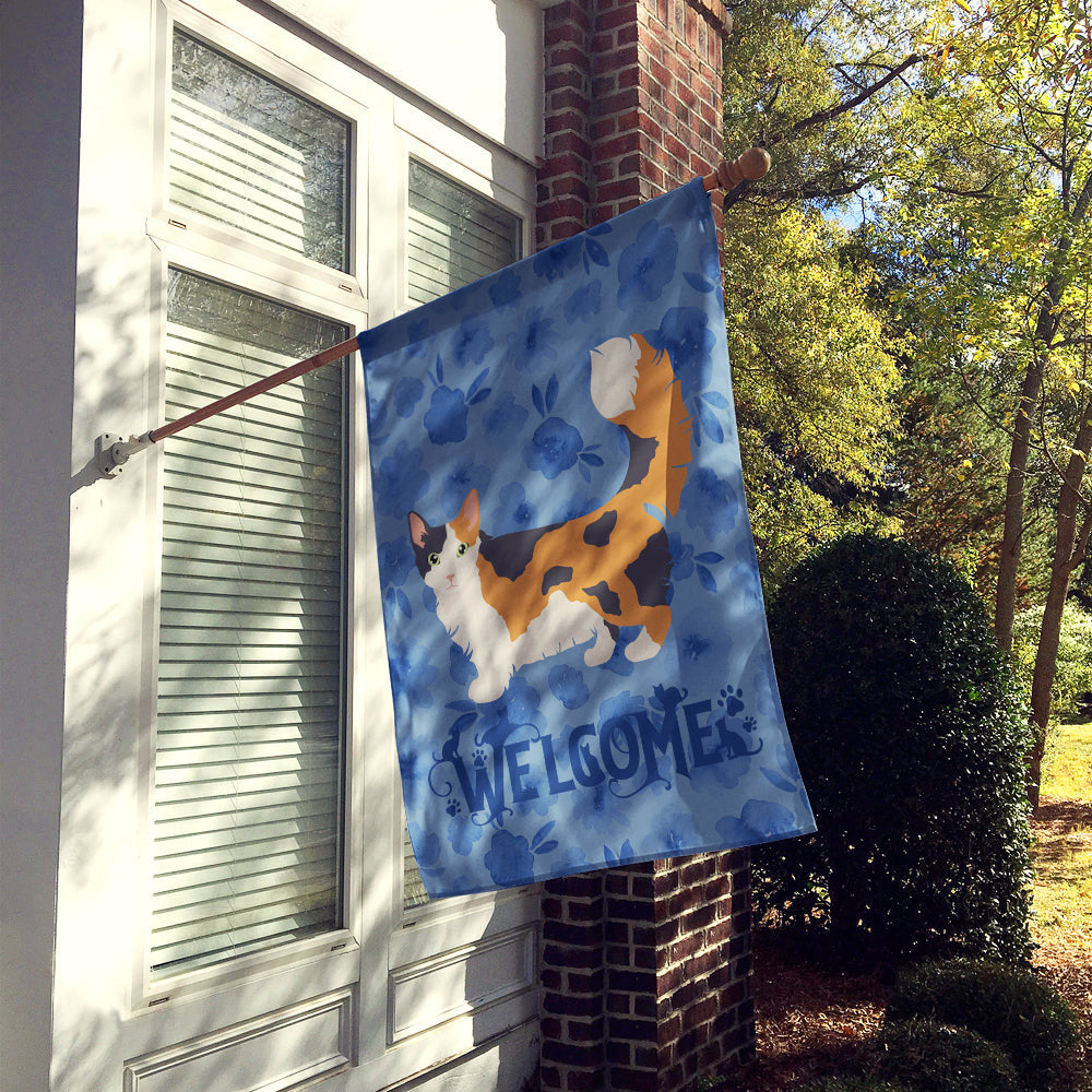 Skookum Cat Welcome House Flag 28x40 Porch Sleeve Pole Decorative Outside Yard Banner Artwork Wall Hanging, Polyester