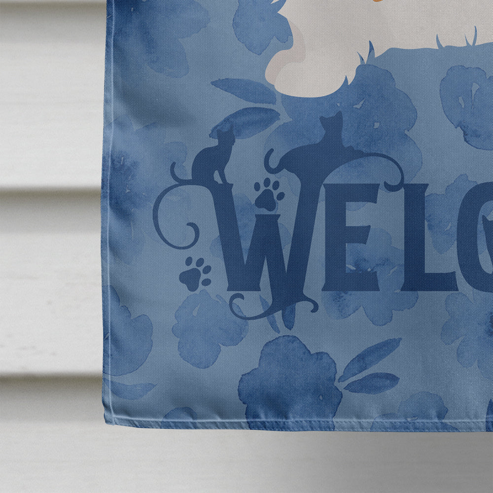Skookum Cat Welcome House Flag 28x40 Porch Sleeve Pole Decorative Outside Yard Banner Artwork Wall Hanging, Polyester