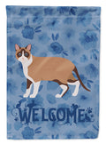 Snowshoe Cat Welcome House Flag 28x40 Porch Sleeve Pole Decorative Outside Yard Banner Artwork Wall Hanging, Polyester