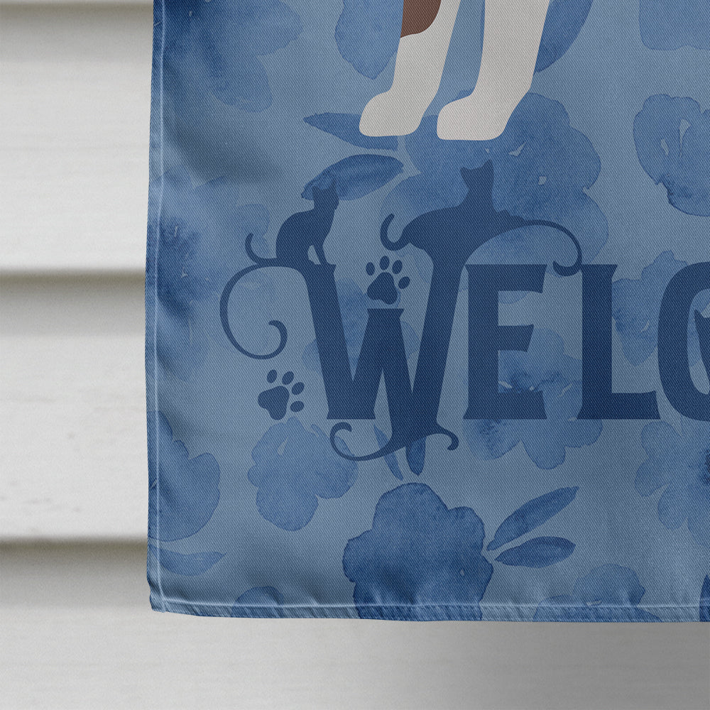 Snowshoe Cat Welcome House Flag 28x40 Porch Sleeve Pole Decorative Outside Yard Banner Artwork Wall Hanging, Polyester