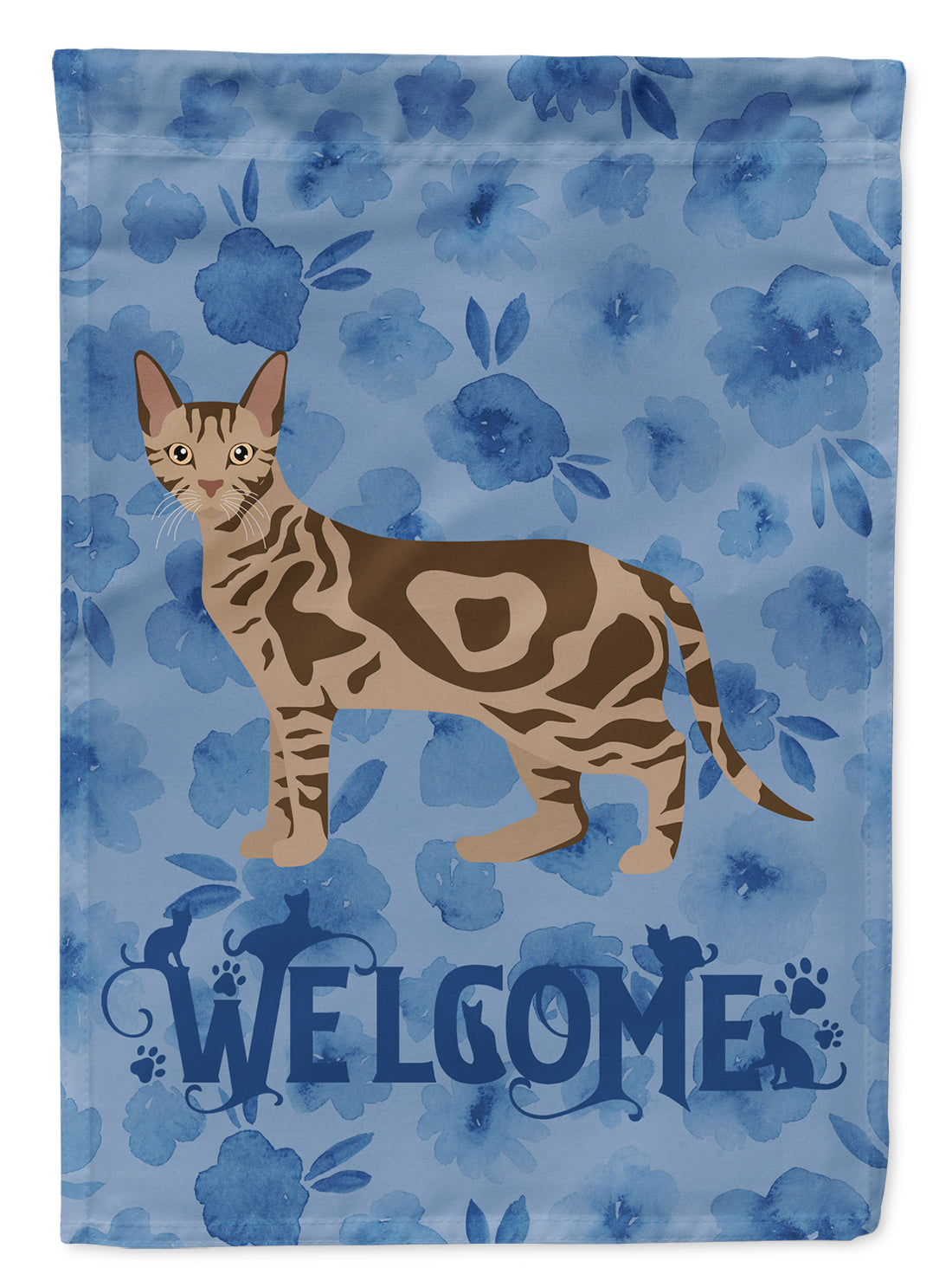 Sokoke Cat Welcome House Flag 28x40 Porch Sleeve Pole Decorative Outside Yard Banner Artwork Wall Hanging, Polyester