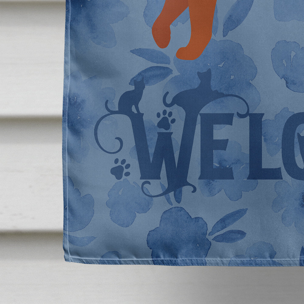 Somali Cat Welcome House Flag 28x40 Porch Sleeve Pole Decorative Outside Yard Banner Artwork Wall Hanging, Polyester