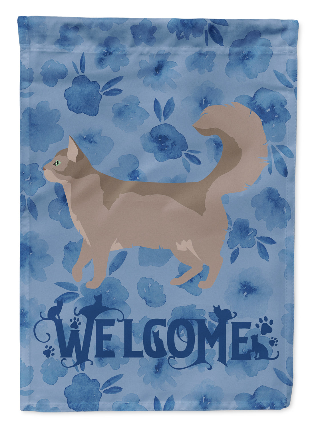 Somali #2 Cat Welcome House Flag 28x40 Porch Sleeve Pole Decorative Outside Yard Banner Artwork Wall Hanging, Polyester