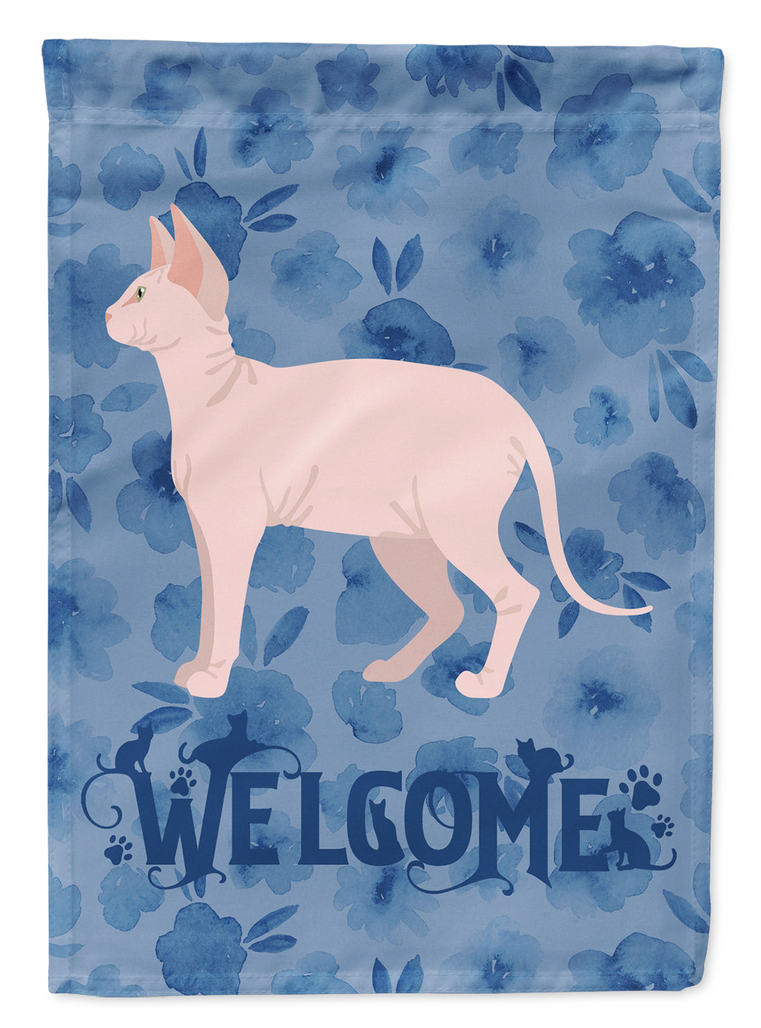 Sphynx Cat Welcome House Flag 28x40 Porch Sleeve Pole Decorative Outside Yard Banner Artwork Wall Hanging, Polyester